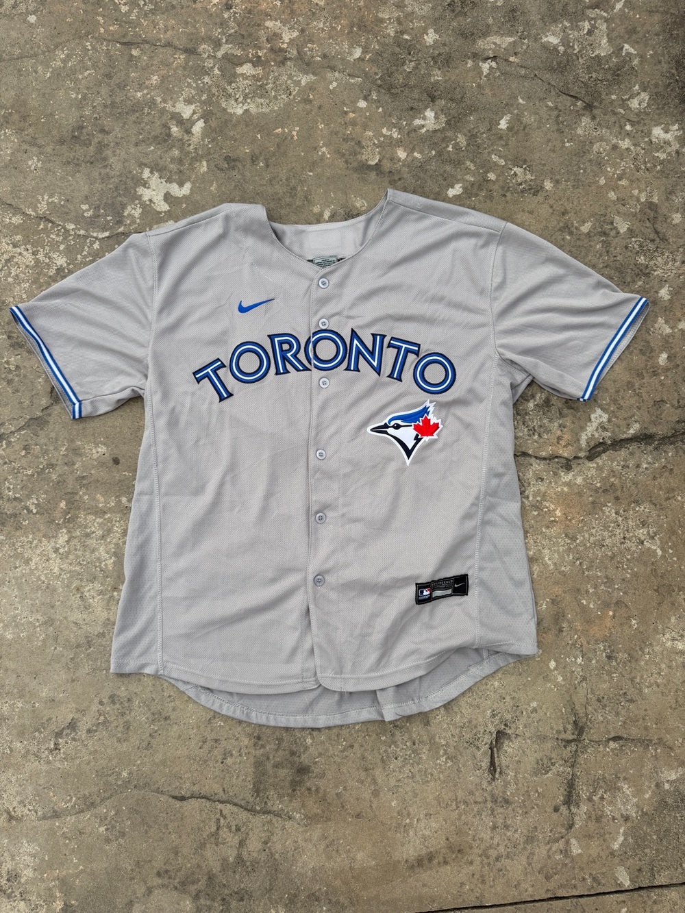 Nike Toronto Youth Baseball Jersey - Gray with Blue Accents
